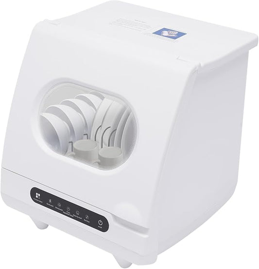 Mini Countertop Dishwasher, 1200W Dishwasher, 5 Washing Programs with Water Tank Leak-Proof Dry, 360° Rotating Deep, Dish Washing Machine for Home, Dorms, Apartments, RV