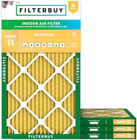 Filterbuy 18x28x1 Air Filter MERV 11 Pet & Allergy Defense (4-Pack) by Filterbuy