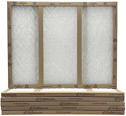 18x30x1 Fiberglass Air Filters, 6-Pack, AC & Furnace, Glasfloss by Glasfloss