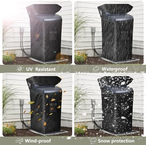 Bitubi Water Softener Insulated Cover for WHES30E/WHES40E Grain Water Softener System with Zipper Opening and Plush Lining, Indoor/Outdoor All Weather Protection 19.5"W x 20.5" D x 47" H, Black - Image 7