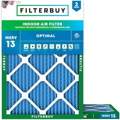 Filterbuy 20x21x1 Air Filter MERV 13 Smoke & Allergy Defense (2-Pack) by Filterbuy