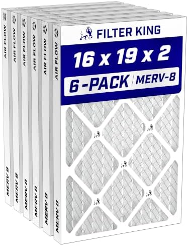 Filter King 16x19x2 Air Filter MERV 8, AC Furnace Filters (6-Pack) by FilterKing