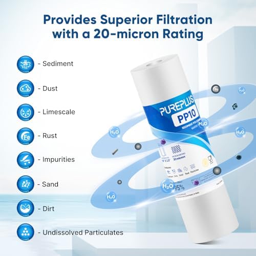 PUREPLUS 20 Micron 10"x2.5" Whole House Sediment Water Filter PP10 6 Pack - Image 6