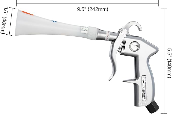 Happybuy Professional 360° Rotating Air Blow Gun - High Pressure Car Cleaning Tool with Dual Nozzles & Adjustable Airflow, Perfect for Vehicle Detailing (1/4" NPT Compatible)