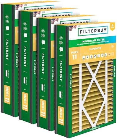 Filterbuy 16x25x5 Air Filter MERV 11 Pet & Allergy Defense (4-Pack) by Filterbuy
