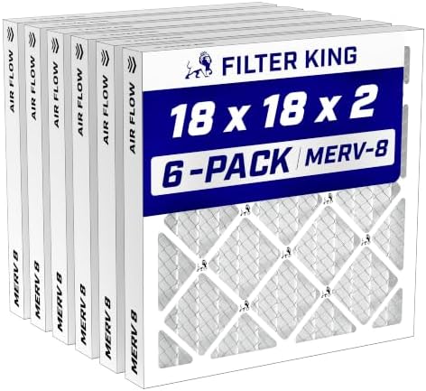 Filter King 18x18x2 Air Filter MERV 8, AC Furnace Filters (6-Pack) by FilterKing