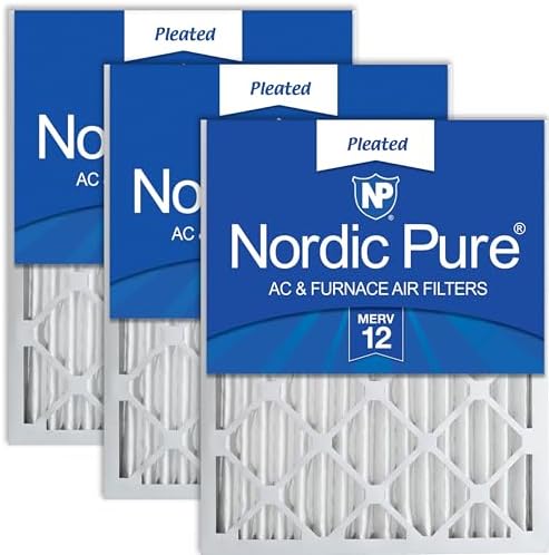 Nordic Pure 24x24x2 Pleated MERV 12 Air Filters 3 Pack by NordicPure