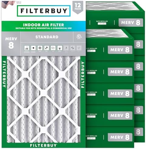 Filterbuy 20x30x4 Air Filter MERV 8 Dust & Allergy Defense (12-Pack) by Filterbuy
