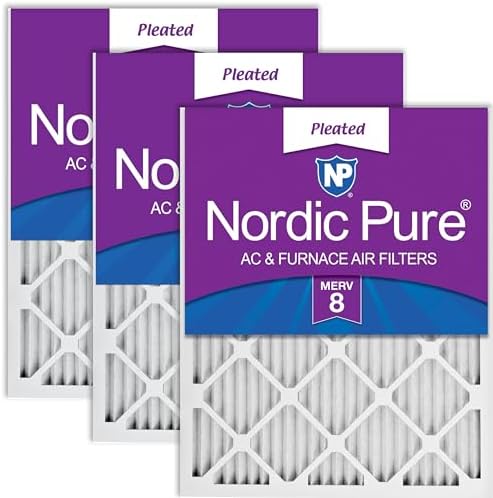 Nordic Pure 18x24x1 Pleated MERV 8 Air Filters 3 Pack by NordicPure