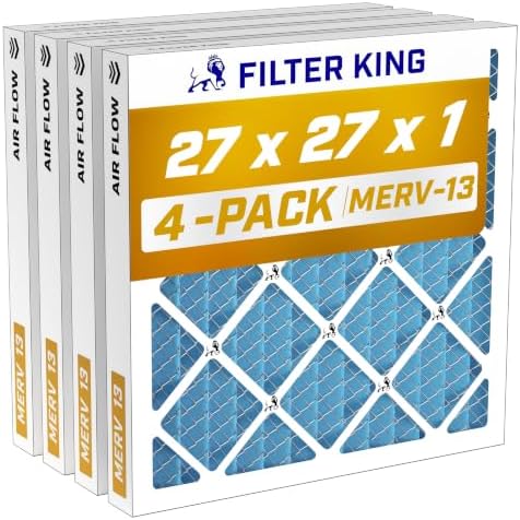 Filter King 27x27x1 Air Filter MERV 13, AC Furnace Filters (4-Pack) by FilterKing
