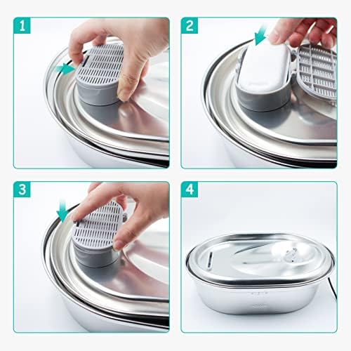 Cat Water Fountain Filters for Stainless Steel 67oz/2L Adjustable Water Flow Pet Fountain, 8 Pack Pet Replacement Filters with 8 Sponges - Image 4