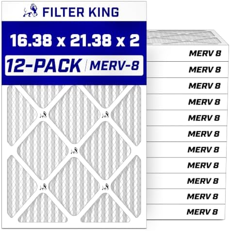 Filter King 16.38x21.38x2 Air Filter MERV 8, AC Furnace Filters (12-Pack) by FilterKing