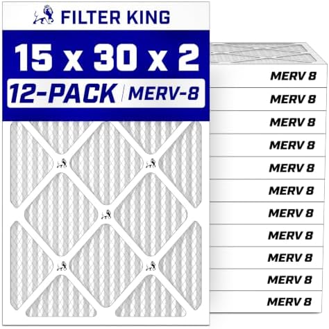 Filter King 15x30x2 Air Filter MERV 8, AC Furnace Filters (12-Pack) by FilterKing