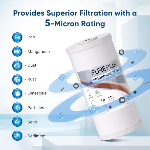 PUREPLUS 10" x 4.5" Whole House Iron Reducing Sediment Water Filter,2PACK - Image 5