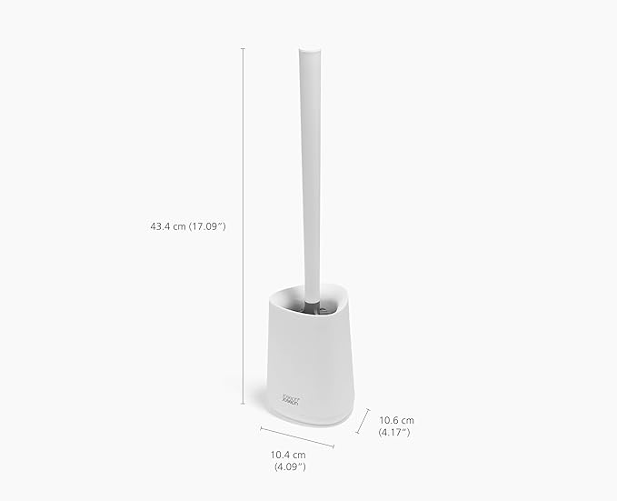 Joseph Joseph Flex 360 Lite Silicone Toilet Brush & Holder, 360 Clean, Anti-Drip, Replaceable Head, White
