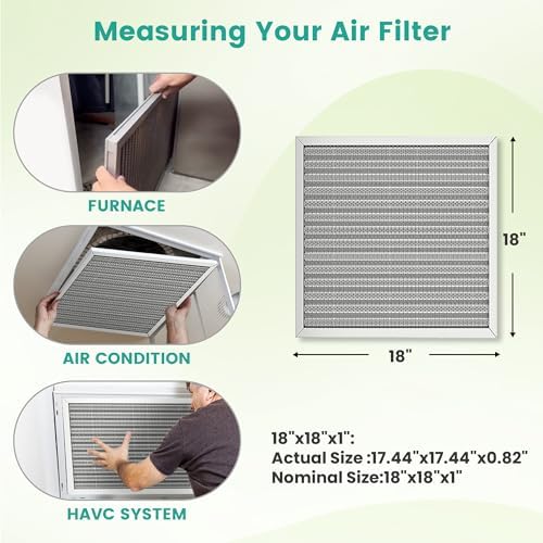 18x18x1 Reusable Air Filter, Washable, Electrostatic HVAC AC Furnace Filter, Merv 8, Lasts a Lifetime, Breathe Safe at Home or in the Office (Actual Size:17.52x17.52x0.82Inch) - Image 3