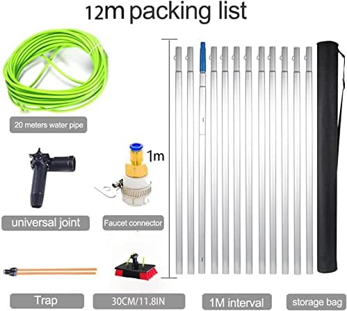 Telescopic Water Fed Window Cleaning Pole with 30CM Brush Head Extendable Cleaner for Conservatory Roof Photovoltaic Panel Cleaning Trucks and More Window Cleaner Kit wit