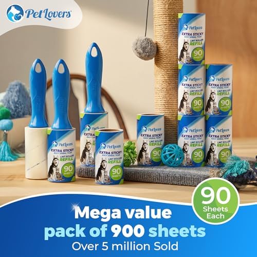 PetLovers Extra Sticky Lint Roller Mega Value Set 900 Sheets for Pet Hair Removal and Clothes, Dog and Cat Lint Remover, 10 Pack - Image 3