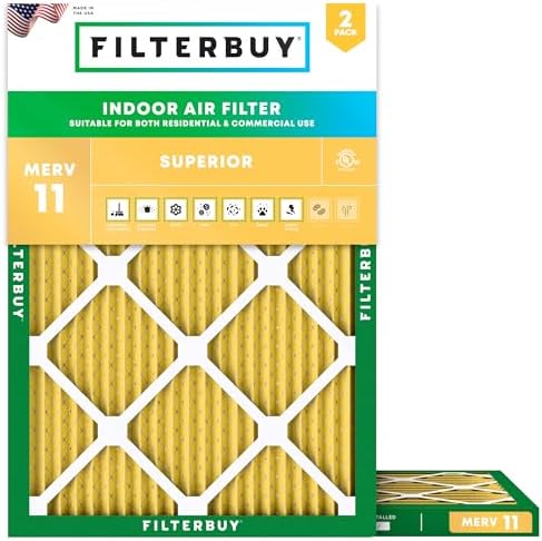 Filterbuy 17x21x1 Air Filter MERV 11 Pet & Allergy Defense (2-Pack) by Filterbuy