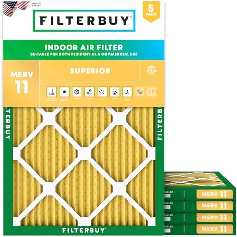 Filterbuy 12x14x1 Air Filter MERV 11 Pet & Allergy Defense (5-Pack) by Filterbuy