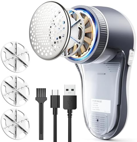 POPCHOSE Fabric Shaver, Lint Shaver with 6-Leaf Blade, Rechargeable | Lint Remover with Type-C Fast Charing Port, Sweater Defuzzer, Clothes Shaver for Couch, Furniture, Blanket, Remove Pilling by Popularchoicesfromhere