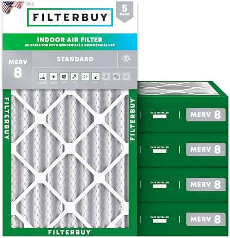 Filterbuy 16x24x4 Air Filter MERV 8 Dust & Allergy Defense (5-Pack) by Filterbuy