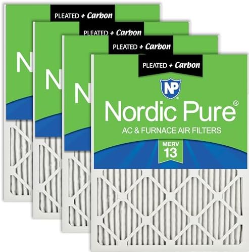 Nordic Pure 18x25x1 Pleated MERV 13 Plus Carbon Air Filters 4 Pack by NordicPure