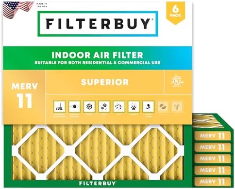 Filterbuy 25x25x1 Air Filter MERV 11 Pet & Allergy Defense (6-Pack) by Filterbuy