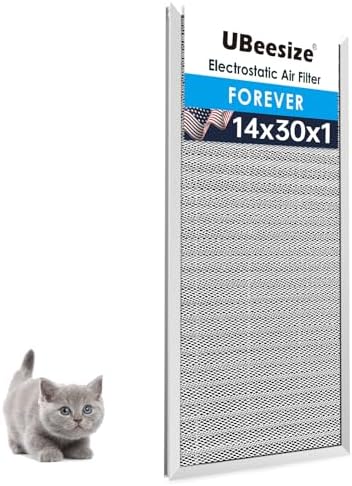 UBeesize 14x30x1 Reusable Electrostatic Air Filter HVAC AC Furnace Filter,MERV 8,Washable, Lasts a Lifetime,Permanent Air Filter,Breathe Fresher,Home And Office(Actual Size:13.5x29.65x0.82 Inch) by UBeesize