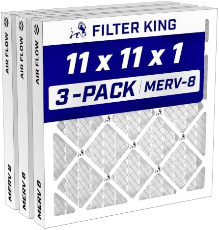 Filter King 11x11x1 Air Filter MERV 8, AC Furnace Filters (3-Pack) by FilterKing
