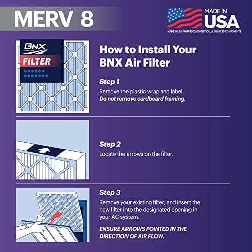 BNX TruFilter 20x25x1 Air Filter MERV 8 (12-Pack) - MADE IN USA – Dust & Pet Defense Electrostatic Pleated Air Conditioner HVAC AC Furnace Filters for Dust, Pet, Mold, Pollen MPR 600 – 700 & FPR 5 - Image 5