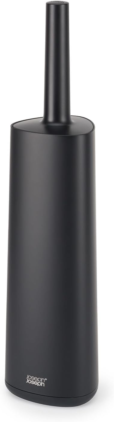 Joseph Joseph Flex 360, Advanced Smart Toilet Brush and Storage Holder Set with Anti-drip, Anti-Clog, Triple-Action Replaceable Brush Head, Matt Black
