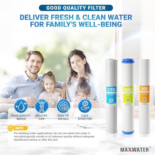 Max Water 20" Slim Blue Whole House Filter Set - 20" x 2.5" Polypropylene Sediment, GAC Carbon, CTO Carbon Block Water Filters for RCB3P and WCB32C-GAC - Image 7