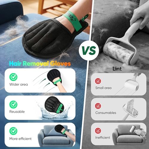 Pet Hair Removal Glove Cat & Dog, Electrostatic Reusable Hair Remover Tool | Upgraded washable 5-Finger pet hair remover works for laundry, couch, carpet & car seat, removes dog and cat fur easily - Image 3