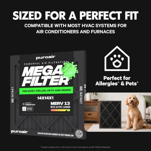 PuroAir MegaFilter 14x14x1 Air Filter MERV 13 HVAC Furnace Filter (4-Pack) - Image 3