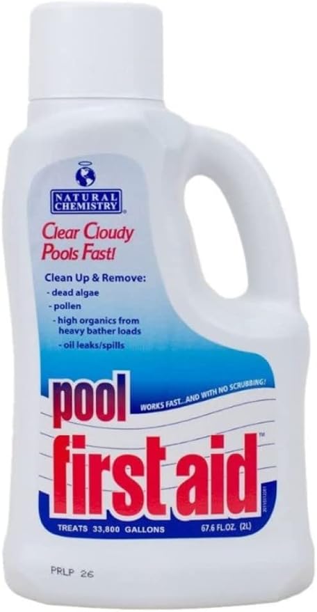 Natural Chemistry First Aid Swimming Pool Enzyme, 2-Liter, Clear Cloudy Pools Fast, Frees Clogged Filters, Compatible with All Sanitizing Systems