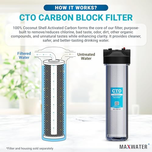 Max Water CTO 20"x4.5" 5 Micron Coconut Shell Carbon Block Water Filter | Whole House | Coconut shell Filter | Charcoal Filter | Compatible with FC25B, EPM-20BB, CB-BB-20, 155783-43, CTO20BB (4 Pack) - Image 4