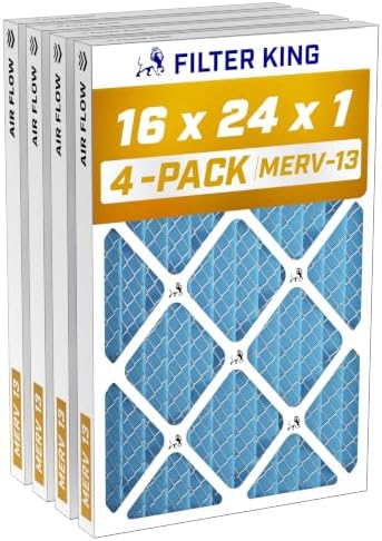 Filter King 16x24x1 Air Filter MERV 13, AC Furnace Filters (4-Pack) by FilterKing