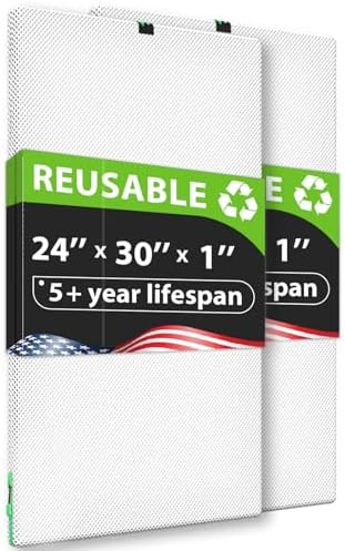 REair 24x30x1 Air filter Pro Kit, Washable and Reusable Air Filter 24x30x1 for AC HVAC Furnace, MERV 8 Air Filters Machine Washable & Dryer Friendly, AC Furnace Air Filter, Include 2 Filters&1 Frame by Reair