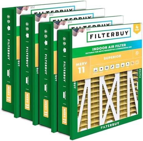 Filterbuy 24x24x5 Air Filter MERV 11 Pet & Allergy Defense (4-Pack) by Filterbuy