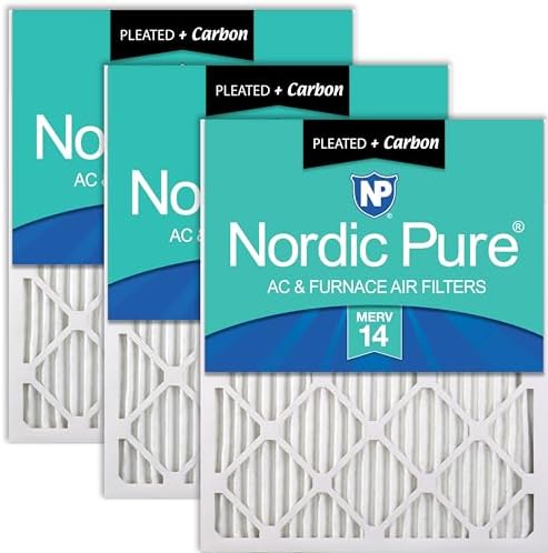 Nordic Pure 18x24x1 Pleated MERV 14 Plus Carbon Air Filters 3 Pack by NordicPure