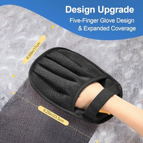 2Pcs Pet Hair Removal Gloves Cat & Dog, Electrostatic Reusable Remover Tool | Upgraded washable 5-finger pet hair remover works for laundry, couch, carpet & car seat, easily removes dog and cat fur. - Image 2