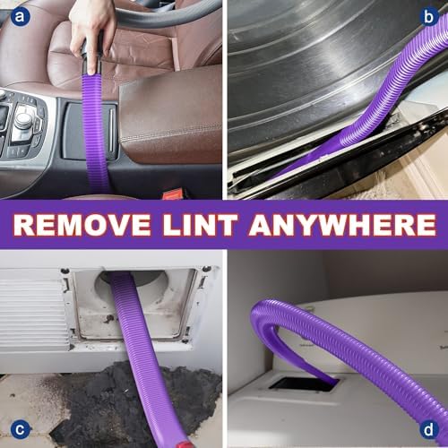 Sealegend Dryer Vent Cleaner Kit for Dyson Dryer Lint Vacuum Attachment | Purple Dryer Lint Trap Clean Hose Compatible with Dyson V7 V8 V10 V11 V12 V15 etc Cordless Vacuum Cleaner Lint Remove Brush - Image 3