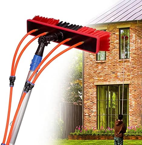 Glass Cleaning Brush Home Water Fed Telescopic Pole Kit Solar Panel Brush Rotating for Photovoltaic Panel，Window Cleaning Equipment 7m with Conservatory Roof Cleaning Kit Solar Panel Cleanin