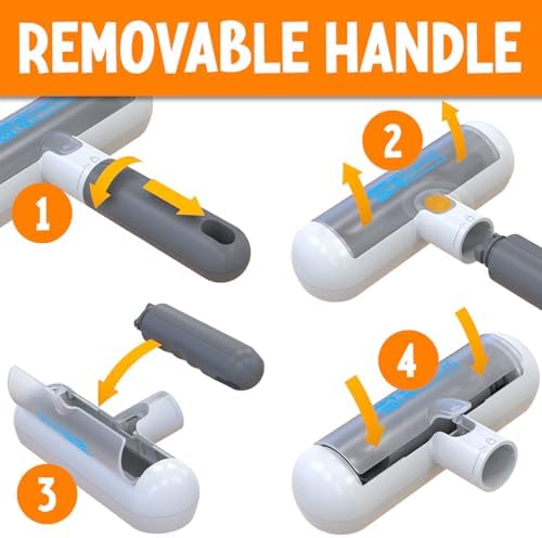 Triton Travel Pet Hair Removal Tool w/Fur Trapping Compartment and Detachable Handle, 60% Smaller Storage Size, Reusable Shedding Roller, Cat and Dog Hair Remover for Furniture, Couch (Gray/White) - Image 4