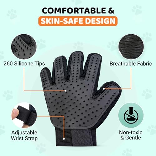 Pet Hair Remover Roller with 2 Grooming Gloves ?€? Reusable Lint Remover for Dogs and Cats (Orange) - Image 5