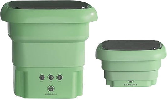 Foldable Washing Machine, Portable Washing Bucket - US 110V‑220V Collapsible Washing Machine for Baby Clothes, Underwear or Small Items, Apartment, Mini Laundry Machine(Green)