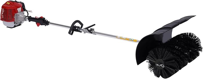2 Stroke Gas Power Broom Sweeper Handheld Turf Grass Cleaner Driveway Snow Cleaning Machine Tool Walk Behind Tractor 1-Cylinder Air-Cooled (52CC-2.3HP/1700W)