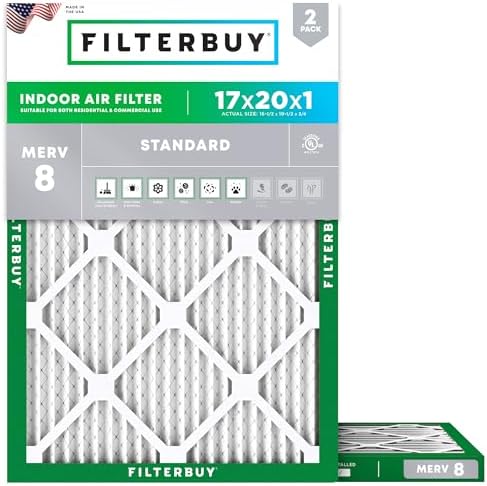 Filterbuy 17x20x1 Air Filter MERV 8 Dust & Allergy Defense (2-Pack) by Filterbuy