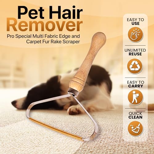 1-Pack Pet Hair Removal Tool - Carpet Rake and Squeegee for Pet Hair Remover Tool - Lint Remover and Hair Scraper for Couch - Easy to Clean Fuzz Fur and Pro Cat Dog Hair Remover for Rugs,Car Floor Mat - Image 2